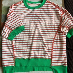 Striped Green and Orange Short Sleeve Top